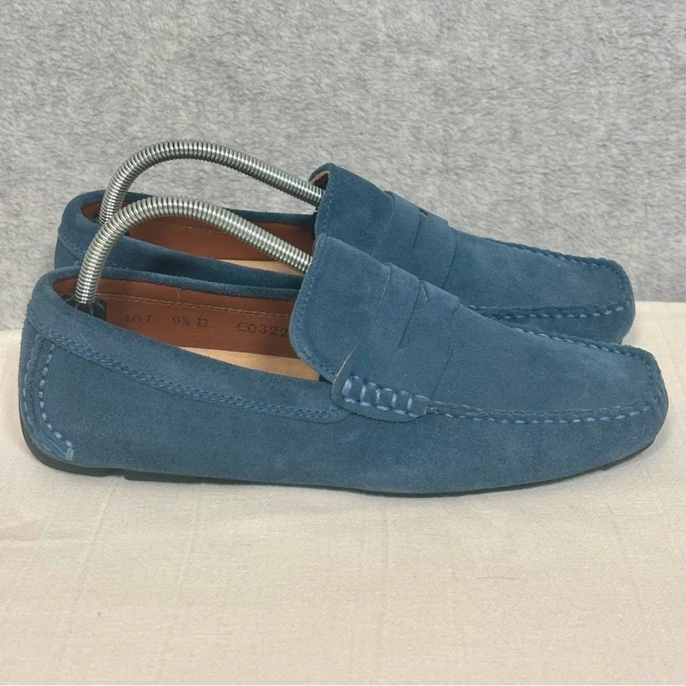 Hevias Navigator Slip-On Suede Driving Loafers Shoes-Blue-Men Size 9.5 D
